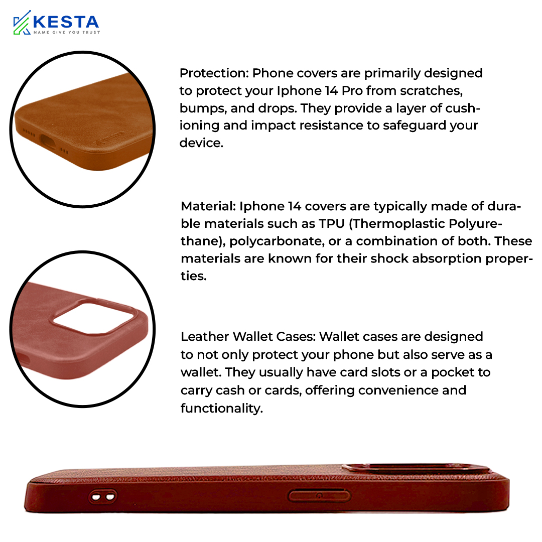 iPhone 14 Pro Max Cover - Brave Brown Leather Case (Waterproof & Dustproof)